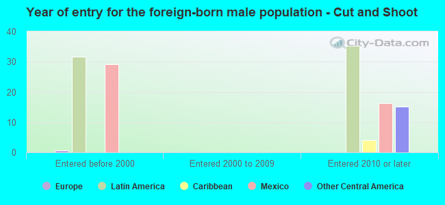 Year of entry for the foreign-born male population - Cut and Shoot