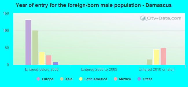 Year of entry for the foreign-born male population - Damascus