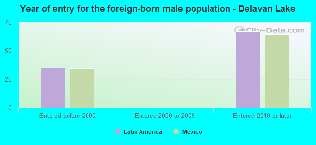 Year of entry for the foreign-born male population - Delavan Lake