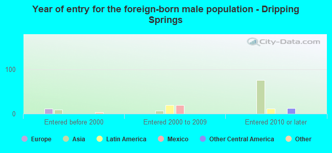 Year of entry for the foreign-born male population - Dripping Springs
