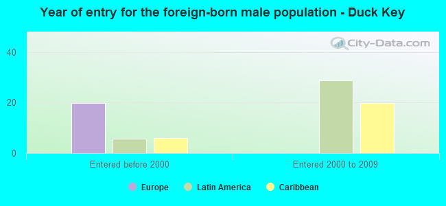 Year of entry for the foreign-born male population - Duck Key