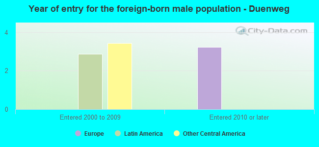 Year of entry for the foreign-born male population - Duenweg