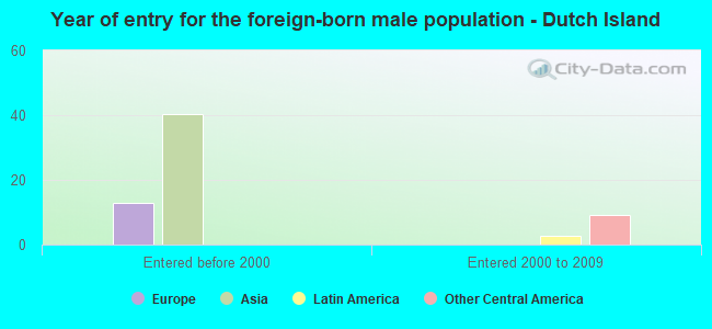 Year of entry for the foreign-born male population - Dutch Island