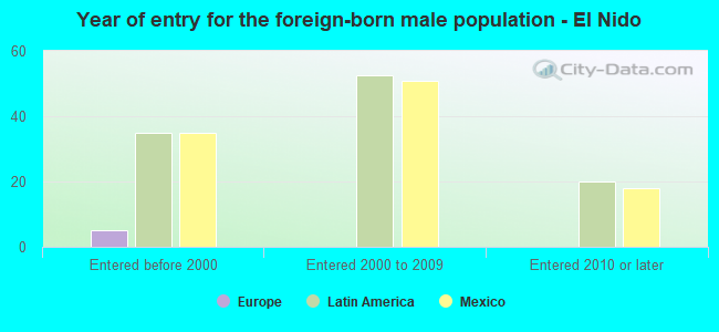 Year of entry for the foreign-born male population - El Nido