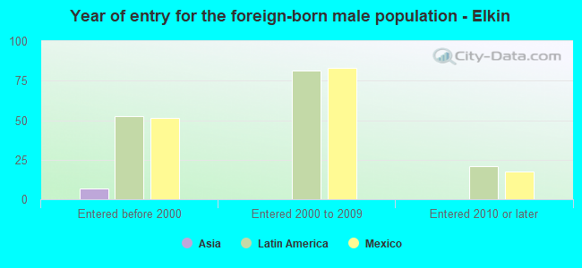 Year of entry for the foreign-born male population - Elkin