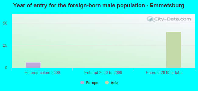 Year of entry for the foreign-born male population - Emmetsburg