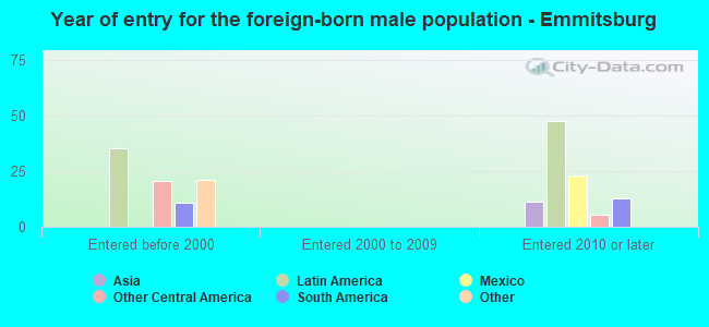 Year of entry for the foreign-born male population - Emmitsburg