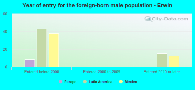 Year of entry for the foreign-born male population - Erwin