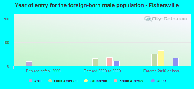Year of entry for the foreign-born male population - Fishersville