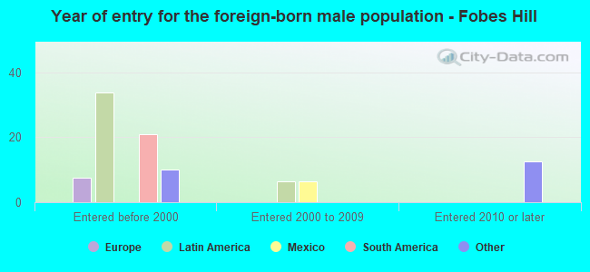 Year of entry for the foreign-born male population - Fobes Hill