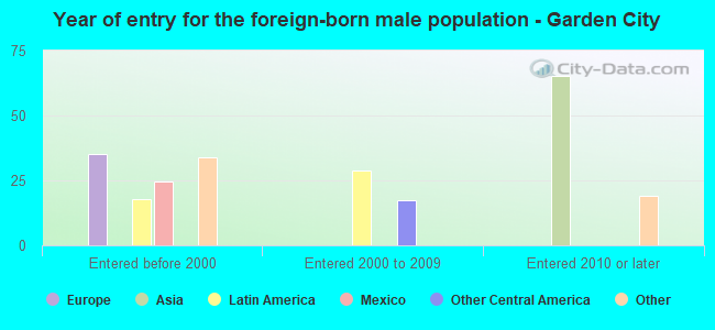 Year of entry for the foreign-born male population - Garden City