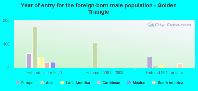 Year of entry for the foreign-born male population - Golden Triangle