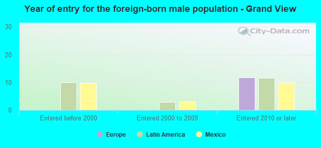 Year of entry for the foreign-born male population - Grand View