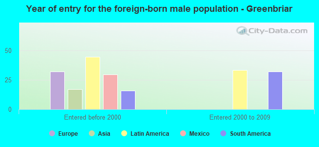 Year of entry for the foreign-born male population - Greenbriar