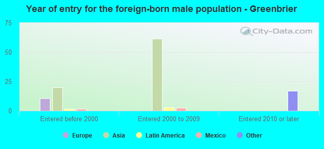 Year of entry for the foreign-born male population - Greenbrier