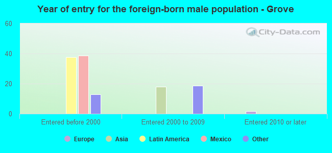 Year of entry for the foreign-born male population - Grove