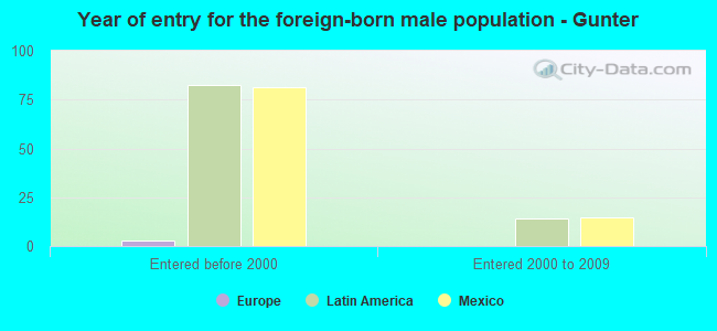 Year of entry for the foreign-born male population - Gunter