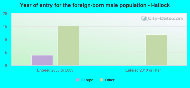 Year of entry for the foreign-born male population - Hallock