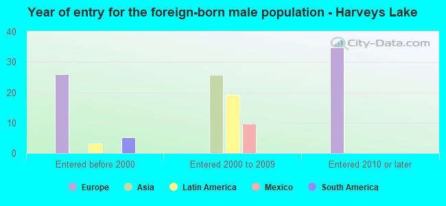 Year of entry for the foreign-born male population - Harveys Lake