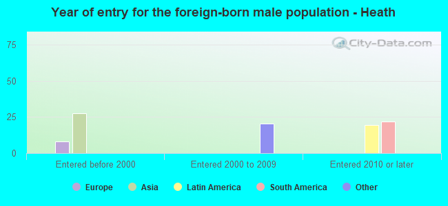 Year of entry for the foreign-born male population - Heath