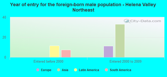 Year of entry for the foreign-born male population - Helena Valley Northeast