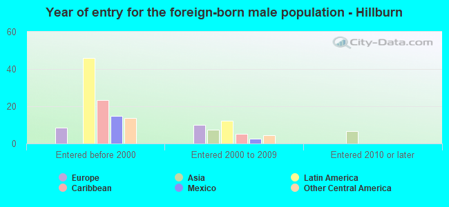 Year of entry for the foreign-born male population - Hillburn