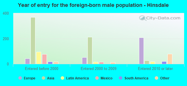 Year of entry for the foreign-born male population - Hinsdale
