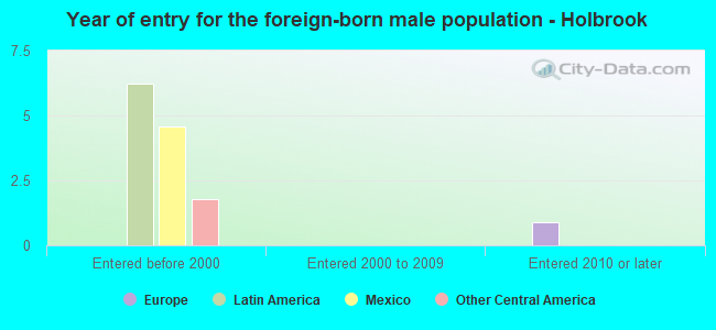 Year of entry for the foreign-born male population - Holbrook