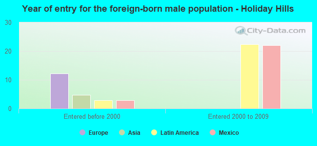 Year of entry for the foreign-born male population - Holiday Hills