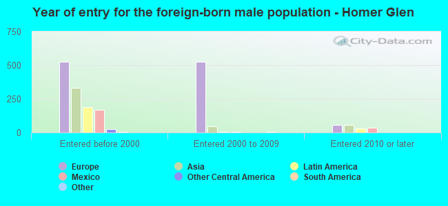 Year of entry for the foreign-born male population - Homer Glen