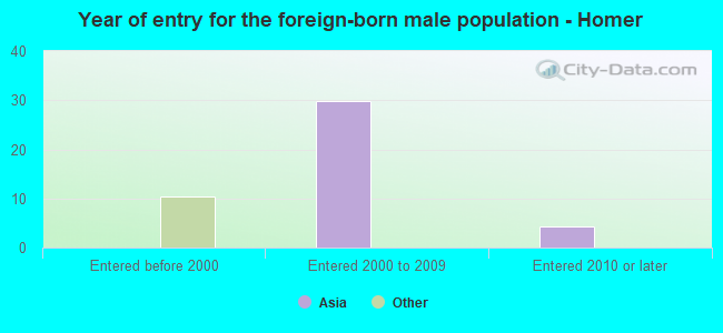 Year of entry for the foreign-born male population - Homer