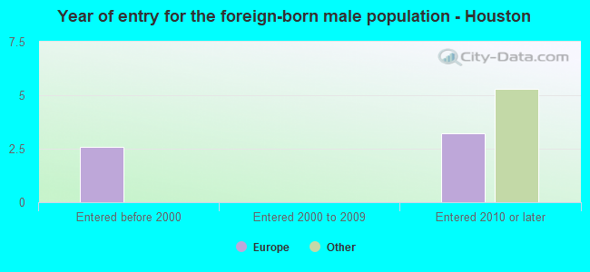 Year of entry for the foreign-born male population - Houston