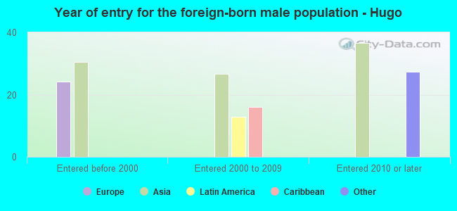 Year of entry for the foreign-born male population - Hugo