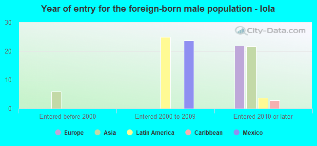 Year of entry for the foreign-born male population - Iola