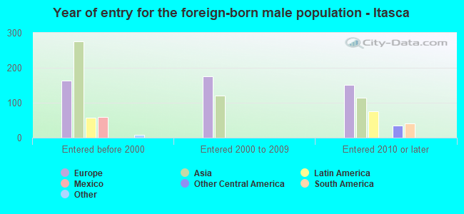 Year of entry for the foreign-born male population - Itasca