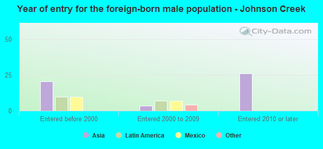 Year of entry for the foreign-born male population - Johnson Creek