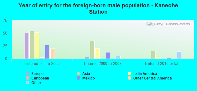 Year of entry for the foreign-born male population - Kaneohe Station