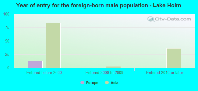 Year of entry for the foreign-born male population - Lake Holm