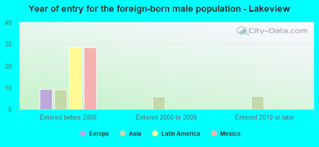 Year of entry for the foreign-born male population - Lakeview