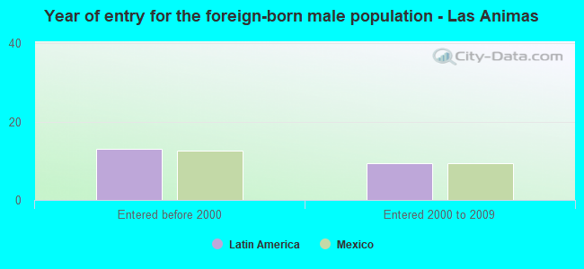 Year of entry for the foreign-born male population - Las Animas