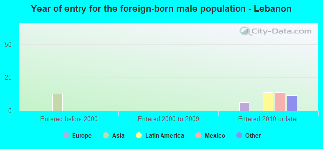 Year of entry for the foreign-born male population - Lebanon