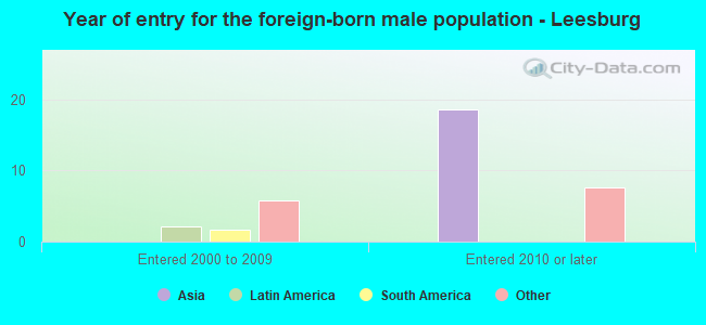 Year of entry for the foreign-born male population - Leesburg