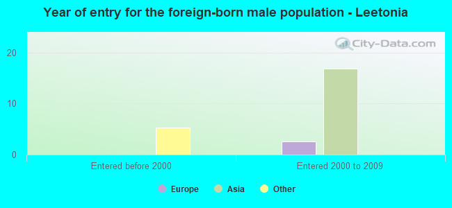Year of entry for the foreign-born male population - Leetonia