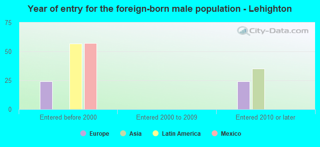Year of entry for the foreign-born male population - Lehighton