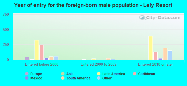 Year of entry for the foreign-born male population - Lely Resort