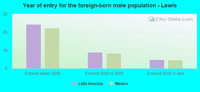 Year of entry for the foreign-born male population - Lewis
