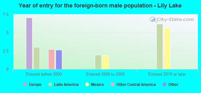 Year of entry for the foreign-born male population - Lily Lake