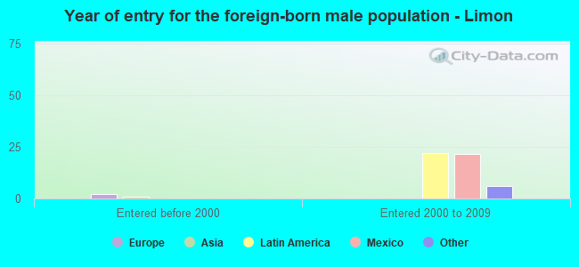 Year of entry for the foreign-born male population - Limon