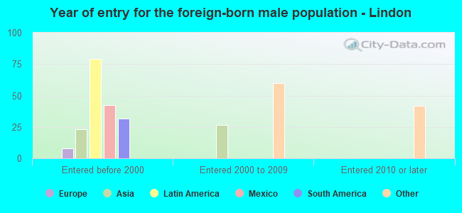 Year of entry for the foreign-born male population - Lindon