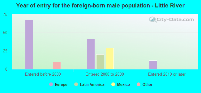 Year of entry for the foreign-born male population - Little River